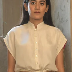 Ahmev White Drawstring Blouse