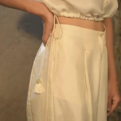 Ahmev White Drawstring Blouse -Cheap Drapvera Store ahm sfd 002 4