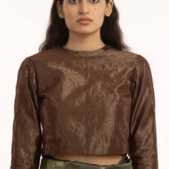 Akaaro Red Shameem Collared Back Yoke Blouse