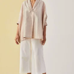 Alamelu Striped V Neck Kaftan Top