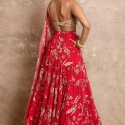 Arpita Mehta Red Floral Print Tiered Lehenga Set 7 Arpita Mehta Red Floral Print Tiered Lehenga Set -Cheap Drapvera Store amf08 4