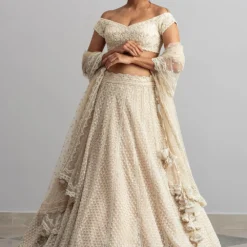 Anushree Reddy Ivory Pearl Work Lehenga Set