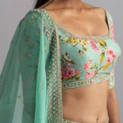 Anushree Reddy Pale Turquoise Floral Lehenga Set -Cheap Drapvera Store ar022 3