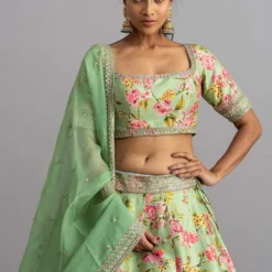 Anushree Reddy Pale Turquoise Floral Lehenga Set -Cheap Drapvera Store ar022 5