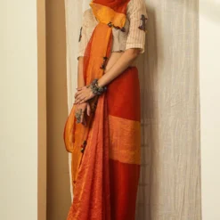 Medha Ivory Striped Chanderi Blouse