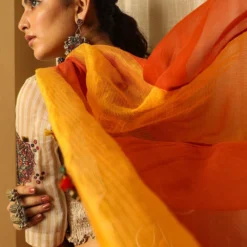 Medha Ivory Striped Chanderi Blouse -Cheap Drapvera Store aw bl wcw 3 1