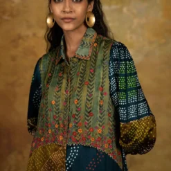 Sunira Designs Mirch Masala Green Shirt Dress -Cheap Drapvera Store aw2107a 4