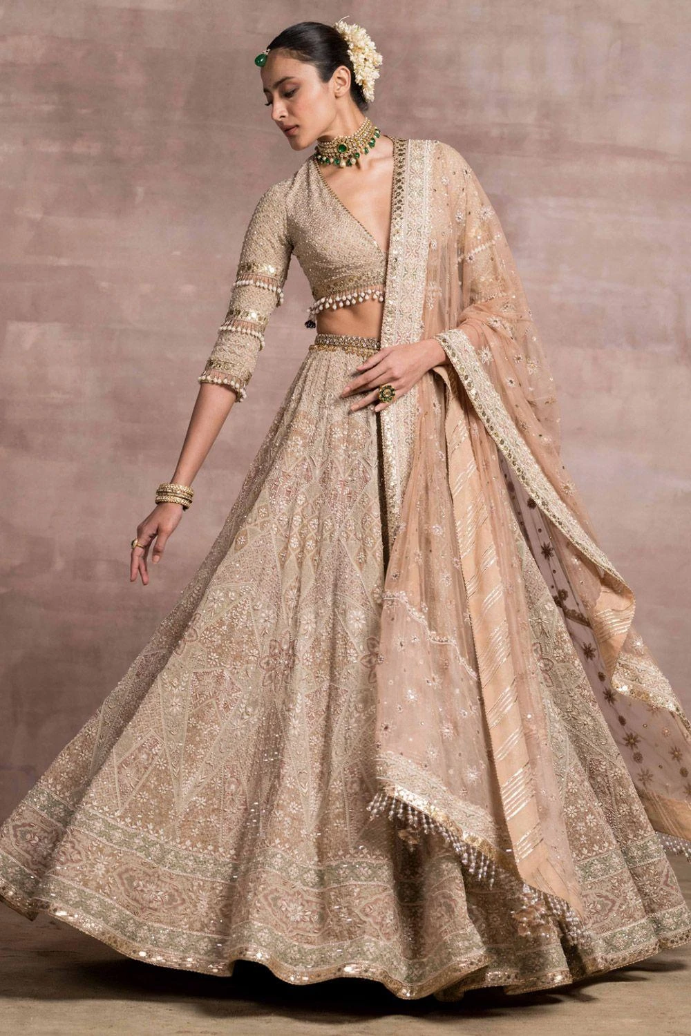 Tarun Tahiliani Dull Ivory Chikankari Lehenga Set 1 Tarun Tahiliani Dull Ivory Chikankari Lehenga Set