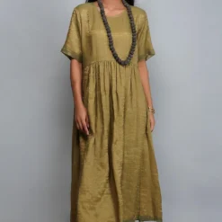 YAVI Moss Green Organza Dress