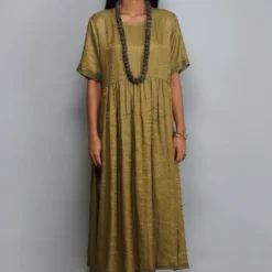 YAVI Moss Green Organza Dress -Cheap Drapvera Store brcd 14 3