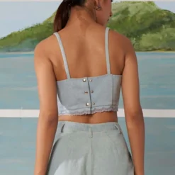 Ikai Strappy Denim Bralette -Cheap Drapvera Store brt3134 3