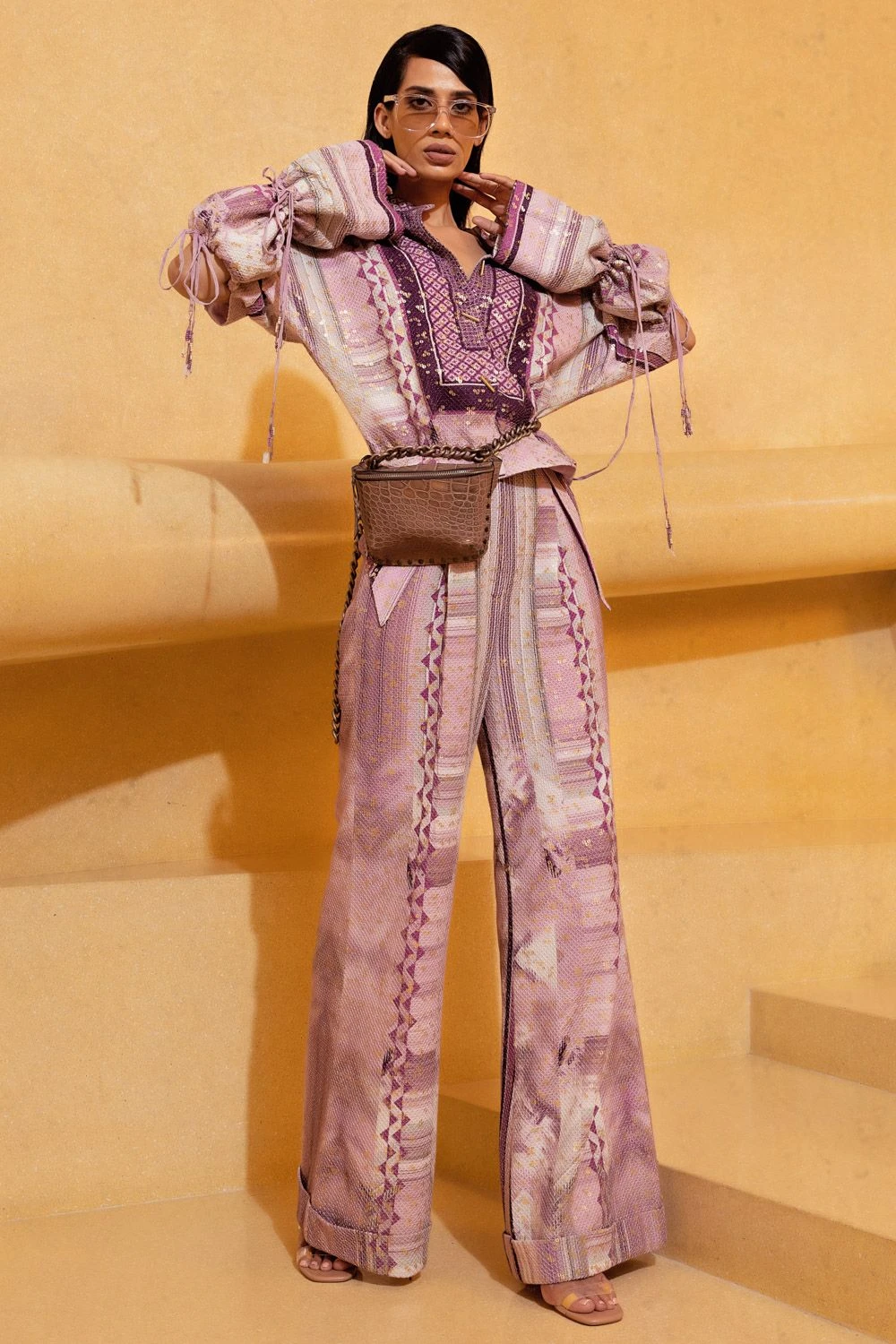 Nikita Mhaisalkar Lilac Floss Print Sheeted Pants 1 Nikita Mhaisalkar Lilac Floss Print Sheeted Pants