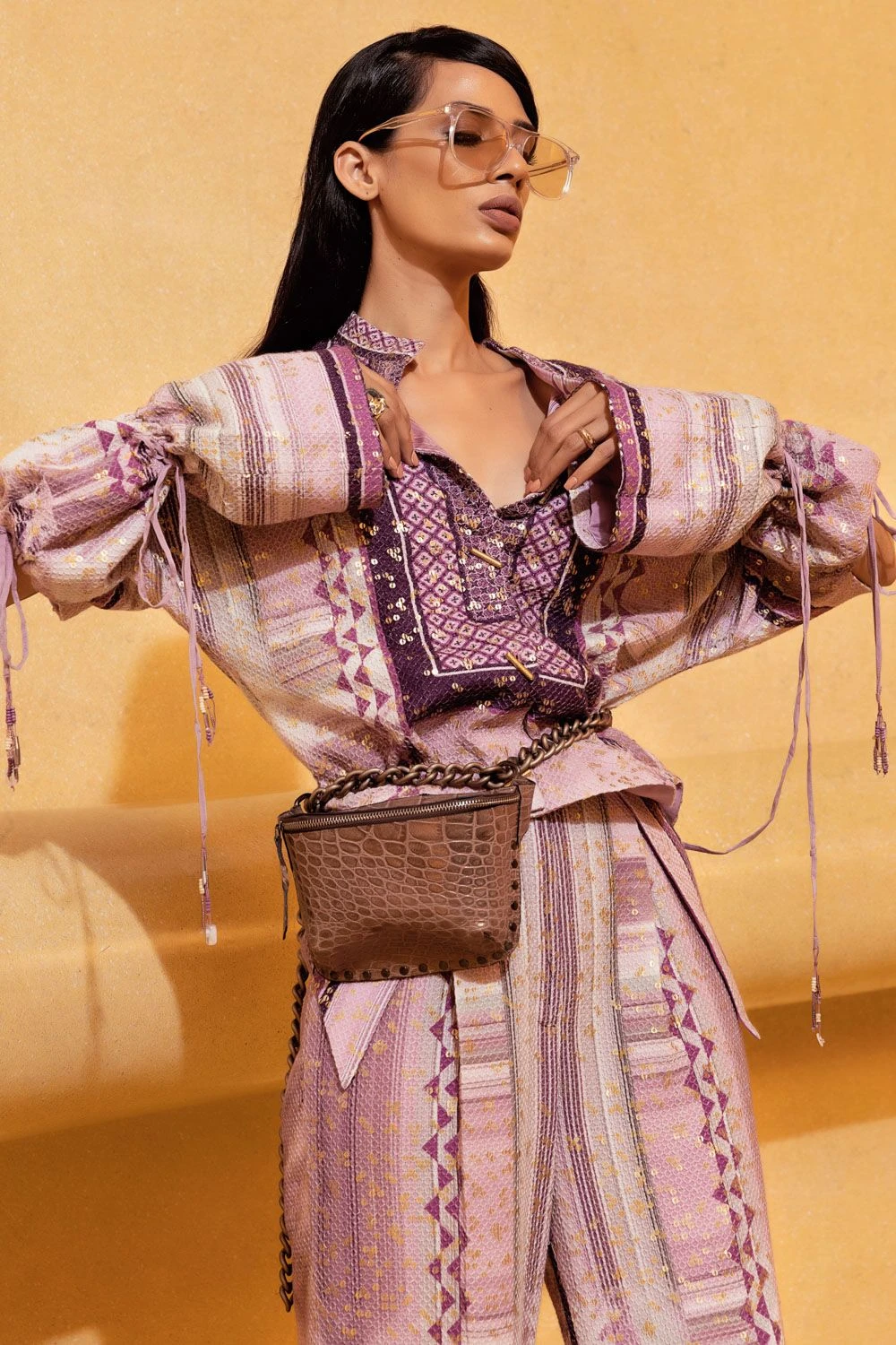 Nikita Mhaisalkar Lilac Floss Print Sheeted Pants 2 Nikita Mhaisalkar Lilac Floss Print Sheeted Pants - Image 2