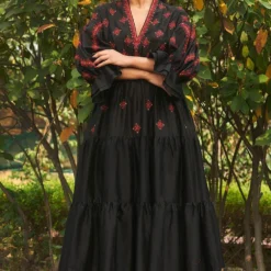 Chandrima Chanderi Smocked Midi Dress