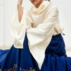 Chandrima Ivory Chanderi Turtle Neck Top -Cheap Drapvera Store cfw20t14 3