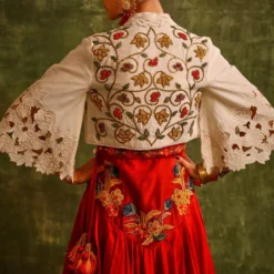 Chandrima Red Chanderi Panelled Lehenga -Cheap Drapvera Store cfw21l19 3