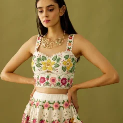 Chandrima Ivory Floral Applique Bustier -Cheap Drapvera Store ch1234 3