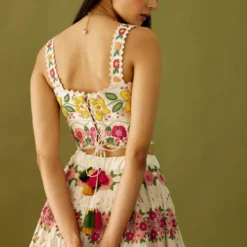 Chandrima Ivory Floral Applique Bustier -Cheap Drapvera Store ch1234 5