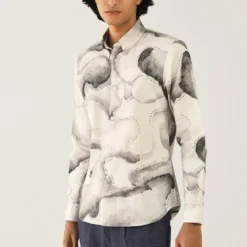 Countrymade Ivory Smoke Screen Print Shirt