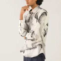Countrymade Ivory Smoke Screen Print Shirt -Cheap Drapvera Store cm ctd sh 19 3