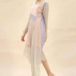 Abhishek Sharma Pastel Panelled Draped Dress