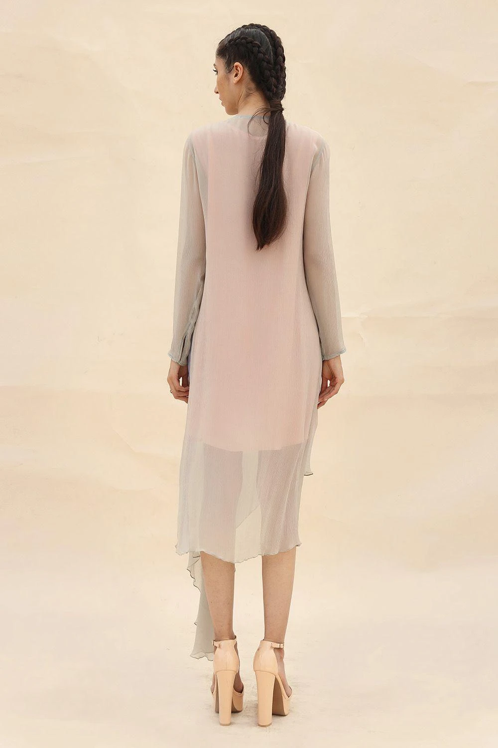 Abhishek Sharma Pastel Panelled Draped Dress 5 Abhishek Sharma Pastel Panelled Draped Dress - Image 5