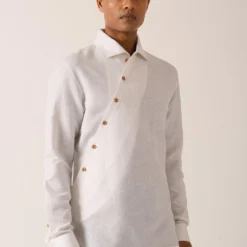 Dhruv Vaish White Diagonal Placket Shirt