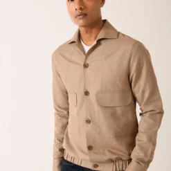 Dhruv Vaish Beige Bomber Shirt