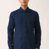 Dhruv Vaish Navy Blue Handloom Cotton Shirt