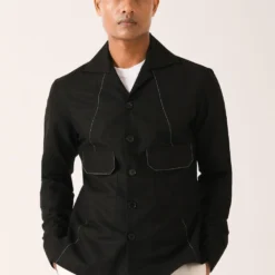 Dhruv Vaish Black Flap Pocket Shirt