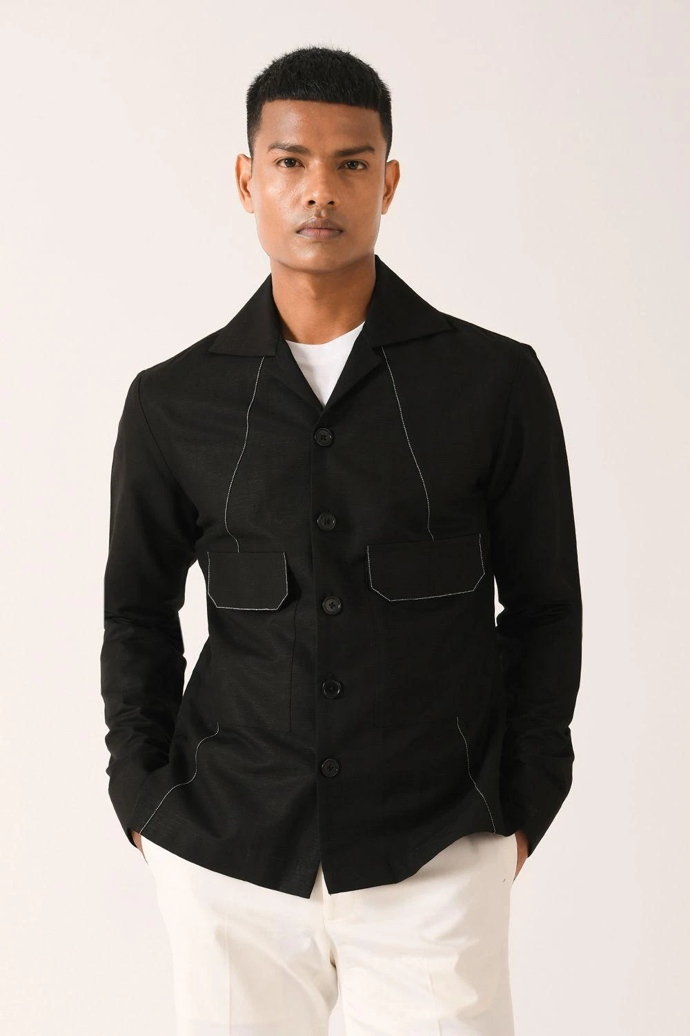 Dhruv Vaish Black Flap Pocket Shirt 1 Dhruv Vaish Black Flap Pocket Shirt