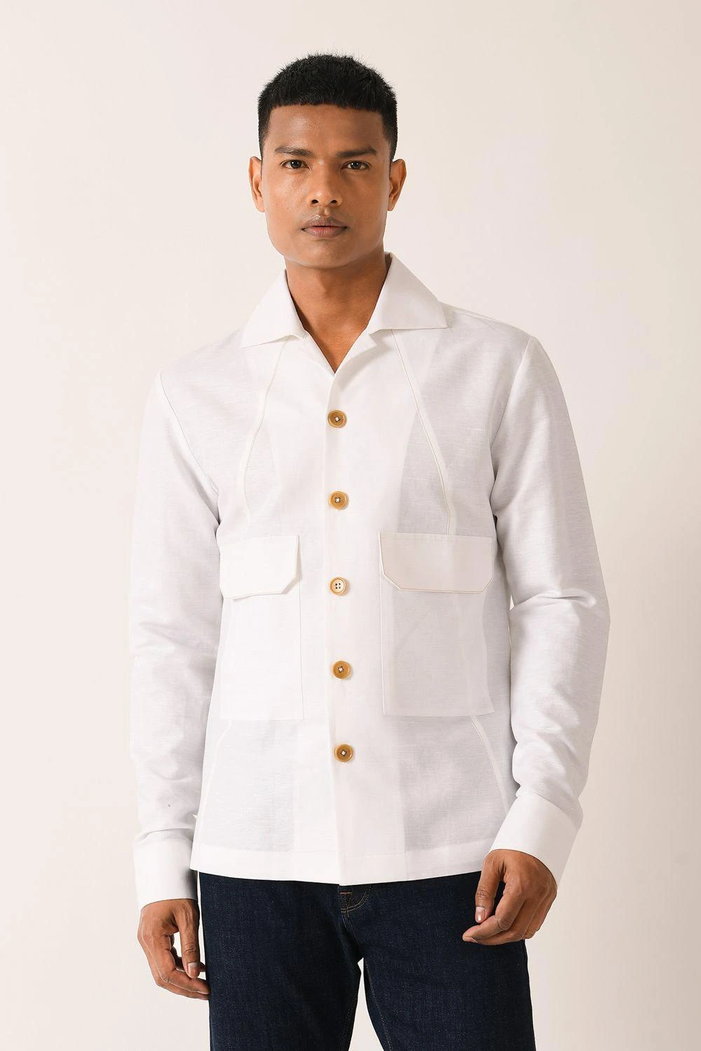 Dhruv Vaish White Flap Pocket Shirt 1 Dhruv Vaish White Flap Pocket Shirt
