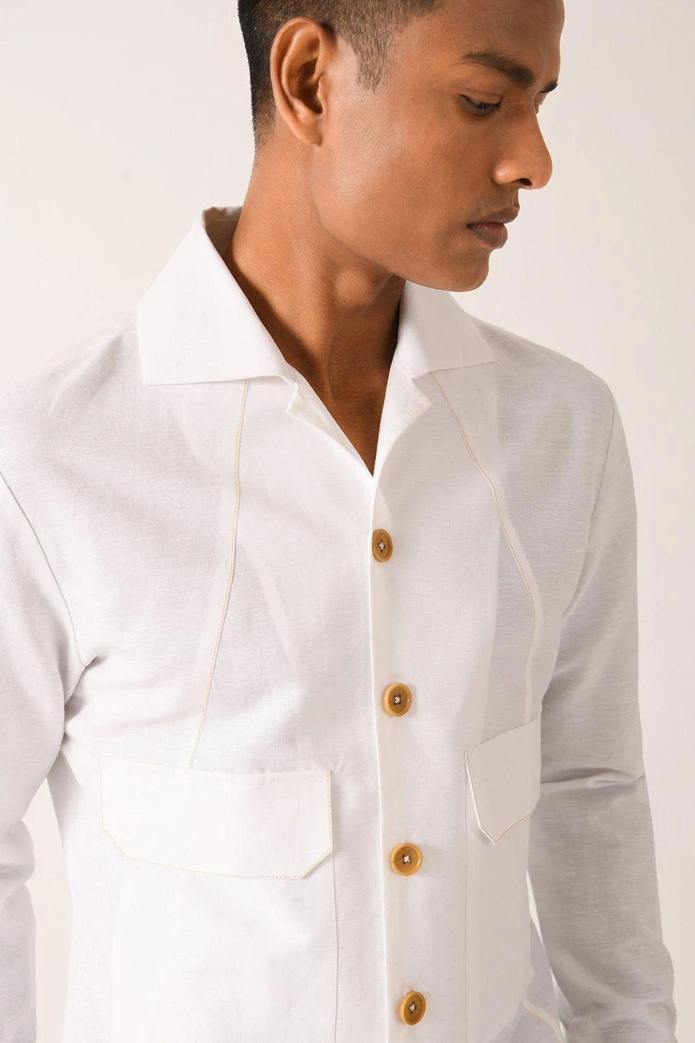 Dhruv Vaish White Flap Pocket Shirt 4 Dhruv Vaish White Flap Pocket Shirt - Image 4