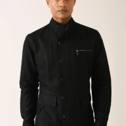 Dhruv Vaish Black Shirt With Side Zipper & Snap Buttons