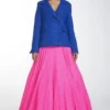 Itrh Blue Crystal Blazer & Pink Lehenga Set