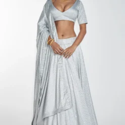 Itrh Silver Crystal Lehenga Set