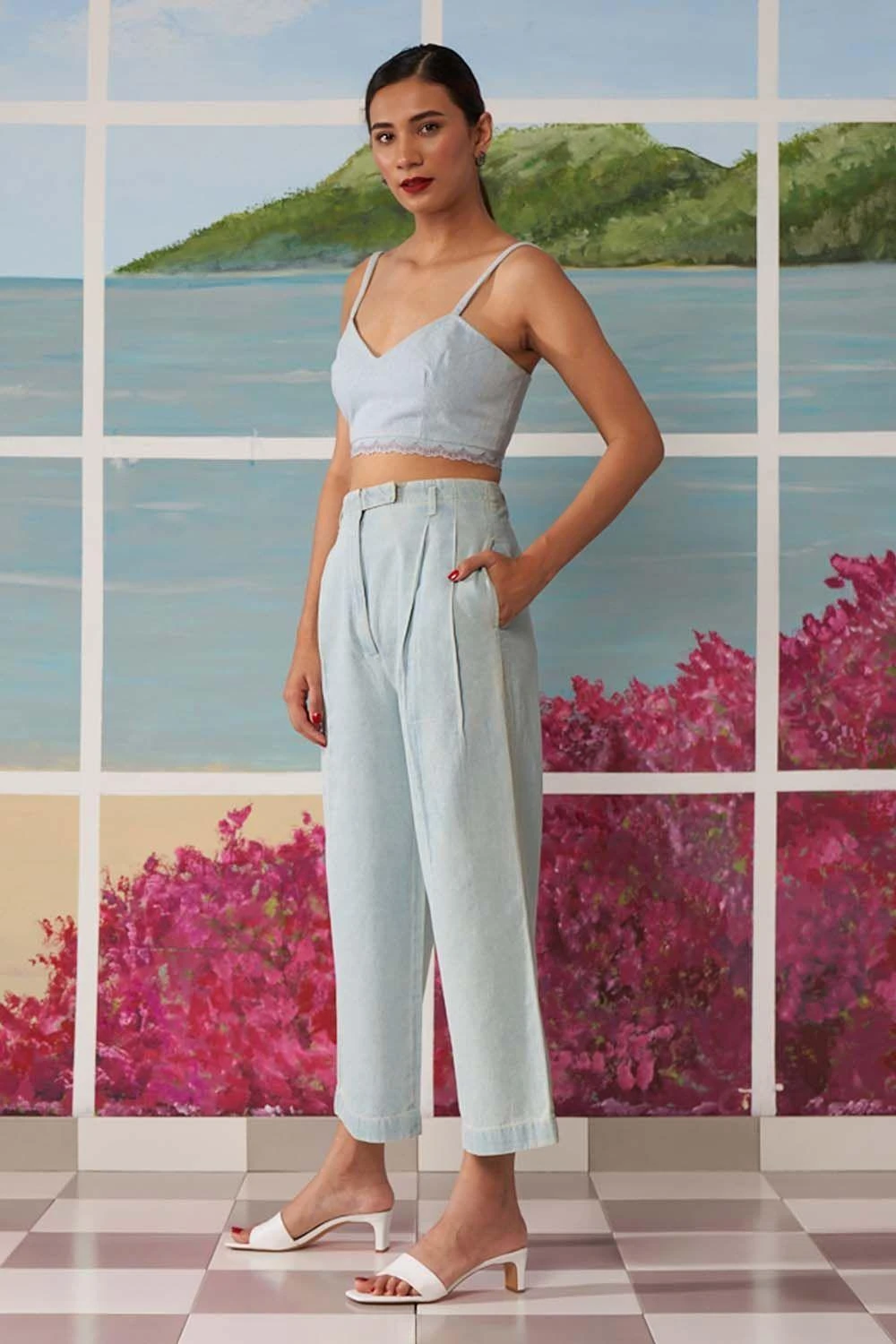 Ikai Light Wash Denim Flared Pants 1 Ikai Light Wash Denim Flared Pants