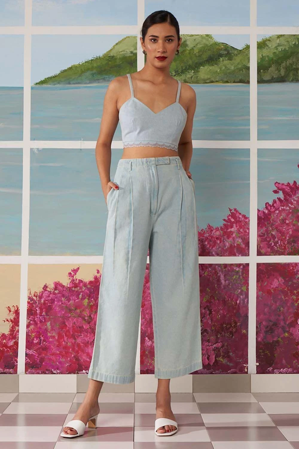 Ikai Light Wash Denim Flared Pants 2 Ikai Light Wash Denim Flared Pants - Image 2