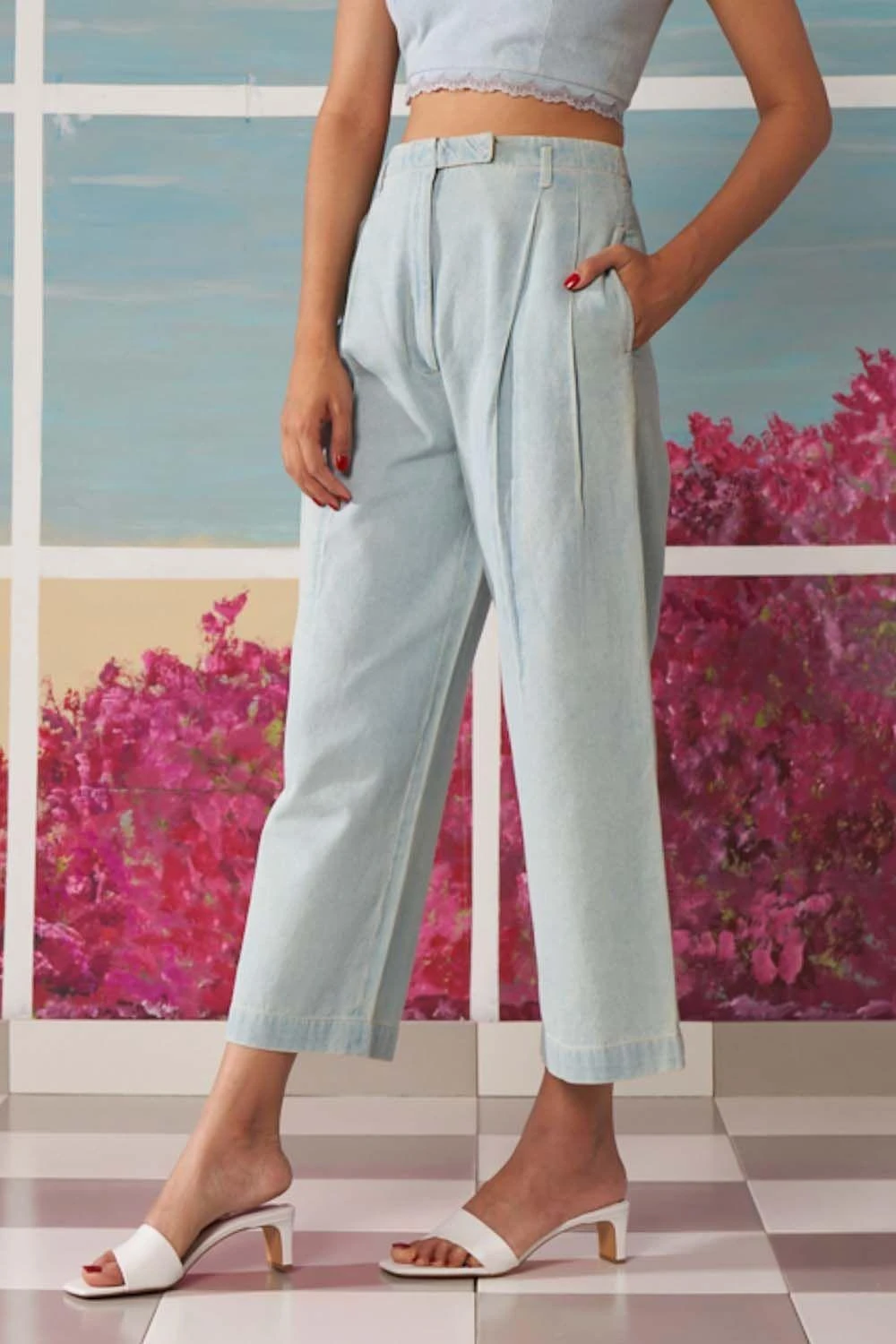 Ikai Light Wash Denim Flared Pants 3 Ikai Light Wash Denim Flared Pants - Image 3