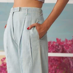 Ikai Light Wash Denim Flared Pants 7 Ikai Light Wash Denim Flared Pants -Cheap Drapvera Store dnm3135 4