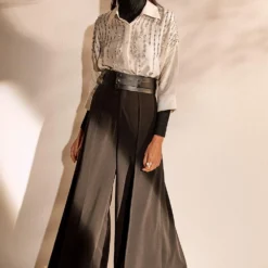 431-88 By Shweta Kapur Flap Black Palazzos