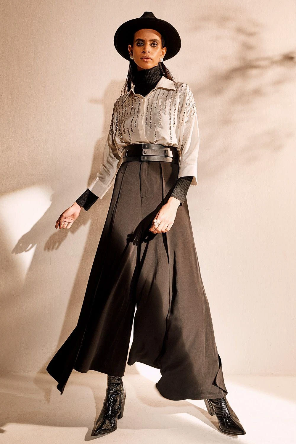 431-88 By Shweta Kapur Flap Black Palazzos 2 431-88 By Shweta Kapur Flap Black Palazzos - Image 2