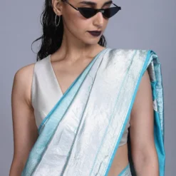 Hemang Agrawal Silver Drill V Neck Blouse -Cheap Drapvera Store ha12 3