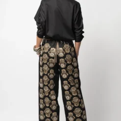 Heirloom By Rara Avis Hamsa Embroidered Black Trousers -Cheap Drapvera Store hl 202106 3 1