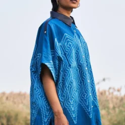 Ikai Slate Shibori Dyed Kaftan Shirt -Cheap Drapvera Store ik9 2