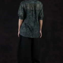 Printed Pintuck Wrap Top -Cheap Drapvera Store int wf20 d1 04 5