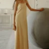 Ituvana Beige Silk Slip Dress