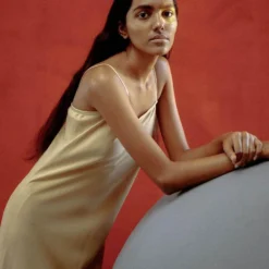 Ituvana Beige Silk Slip Dress -Cheap Drapvera Store ituv 3 3