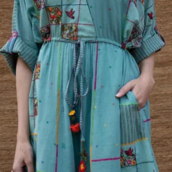 Sunira Designs Blue Embroidered Drawstring Dress -Cheap Drapvera Store j2207a 5