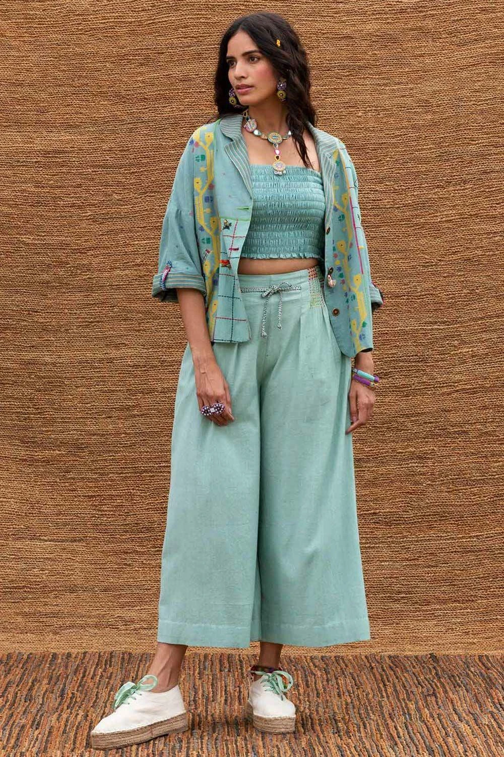 Sunira Designs Blue Pleated High Waist Pants 2 Sunira Designs Blue Pleated High Waist Pants - Image 2